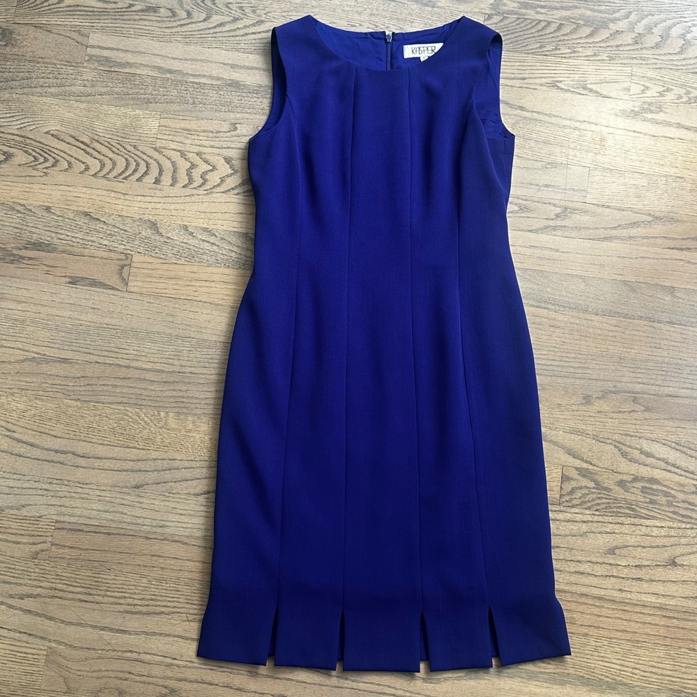 Kasper Cobalt Blue Sleeveless Sheath Dress Career Work Cocktail